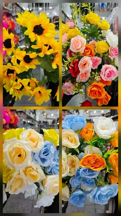 Buquês de flores artificiais coloridas
