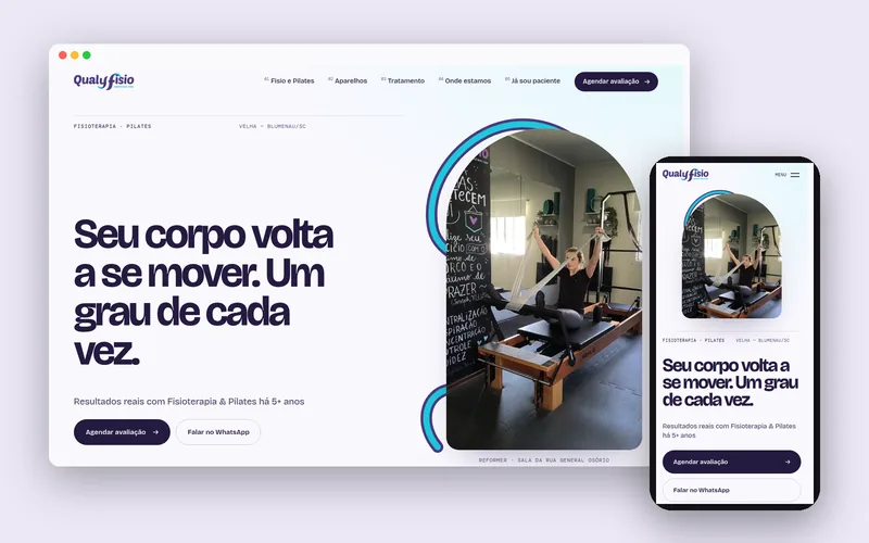 Site da QualyFisio no computador e no celular
